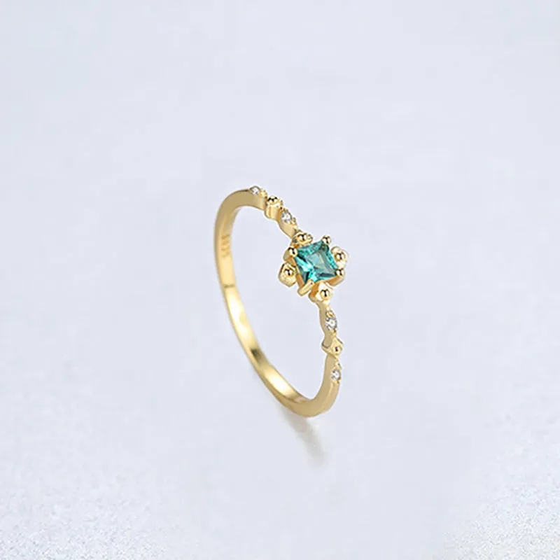 JS-YMR309-Gold Jellystory кольцо из стерлингового серебра S925 пробы с квадратным Изумрудным камнем для женщин, хорошее ювелирное изделие для помолвки, свадебные, вечерние, размер 6-9 - Цвет камня: JS-YMR309-Gold