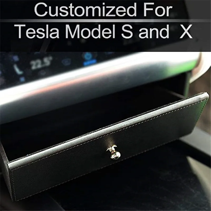 

Car Center Console Wooden Drawer Storage Box Glasses Box Customized for Tesla Model S/X Car Interior Accessories