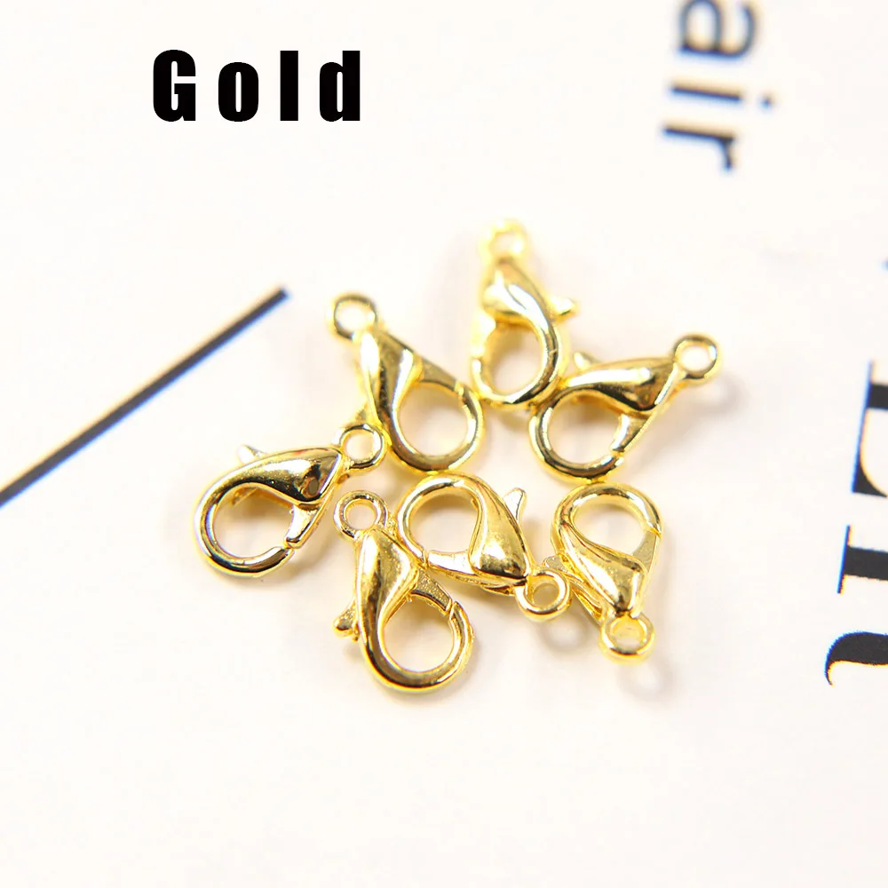 Gold 50 шт. 10/12/14/16 мм 8 цвет золото карабины "сделай сам" для изготовления ювелирных изделий, Цепочки и ожерелья застежка Разъем браслет пряжка-Омар поиска - Цвет: Gold