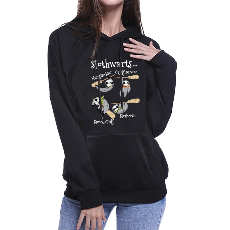 

Halloween Lovely SLOTH Hoodie Harajuku Women Long Sleeve Hooded Sweatshirt Female Letter Printing Pullover Tops