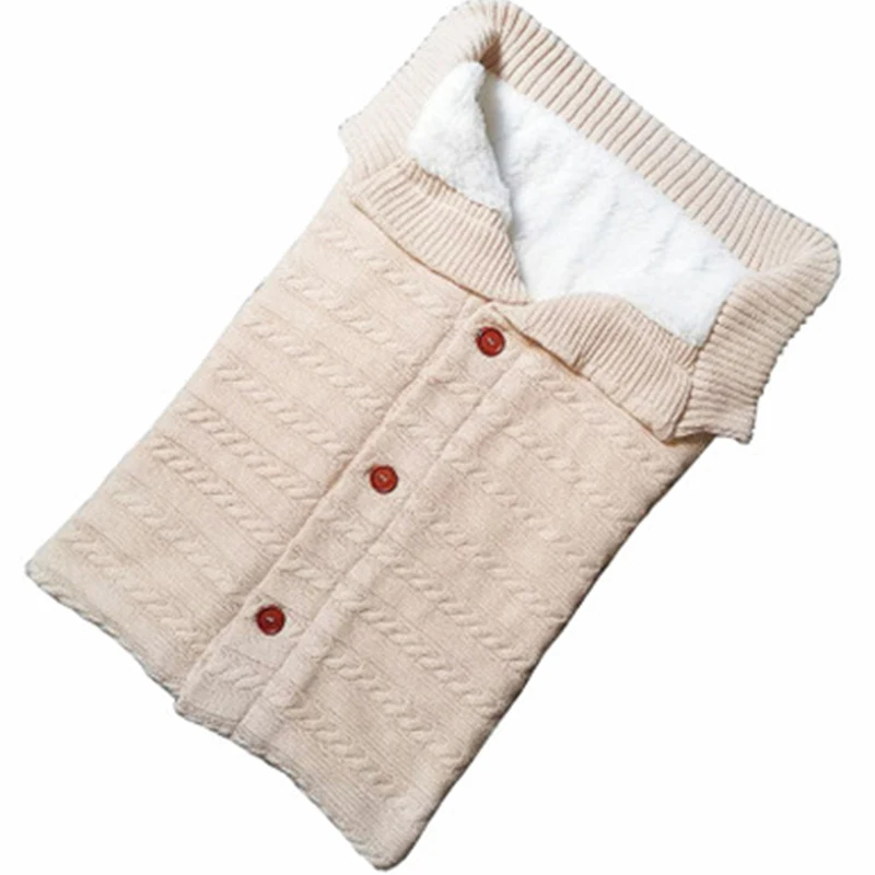 Let'S Make/зимний детский спальный мешок для коляски, Одноцветный акриловый вязаный детский конверт на кнопках, спальный мешок - Цвет: 05