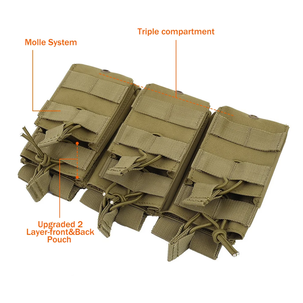 New Tactical Molle Magazine Pouch Double-Layer Triple Paintball Equipment Hunting Accessories Universal Mag Bag Cartridge Pouch