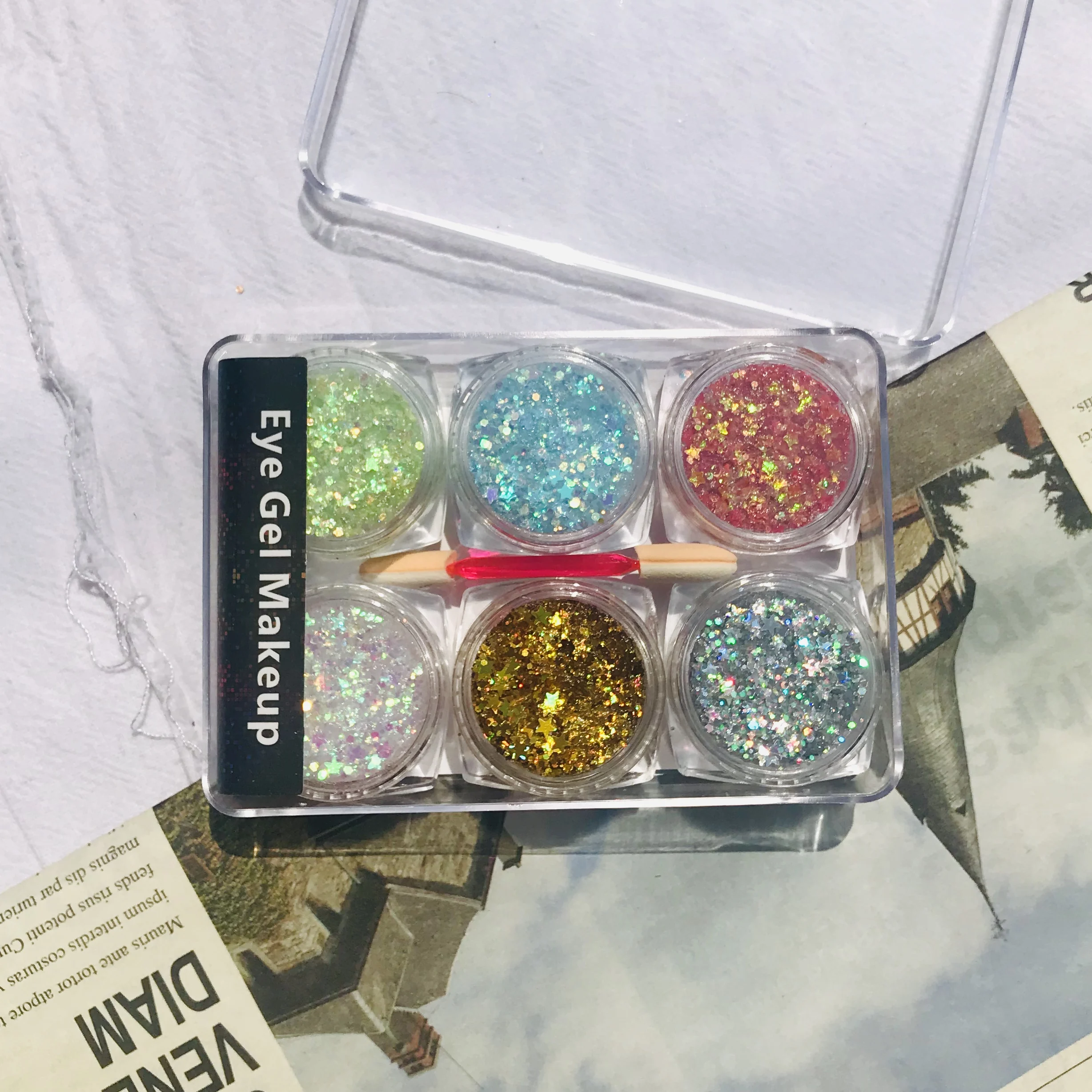 Glue Free Makeup Loose Diamond Glitter Festival Party Cosmetics Sequins Eyeshadow for Eyes Face 6 Colors/Pack