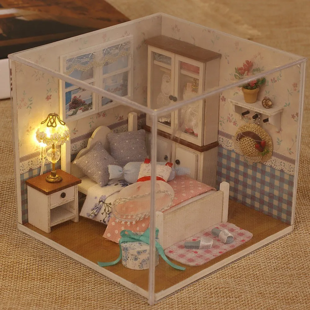 DIY 3D деревянная кукольный дом мебель домик Миниатюрный Пылезащитный Набор Playmobil