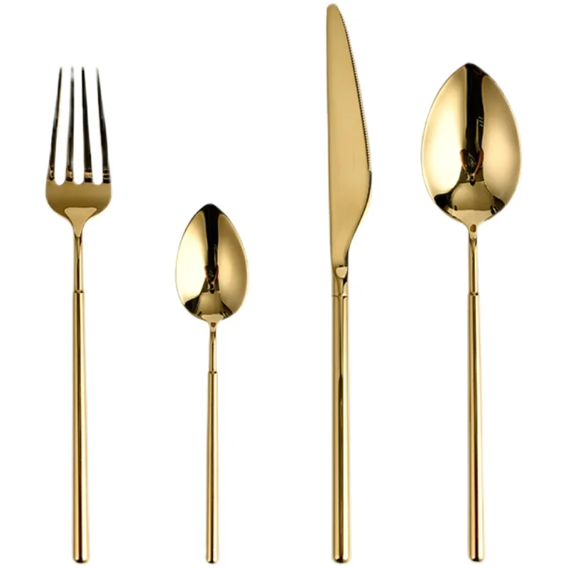 

Gold Dinnerware Set Stainless Steel Knife Spoon Fork Tableware Soup Spoon Table Cutlery Kitchen Flatware Set Kitchen Device Sets