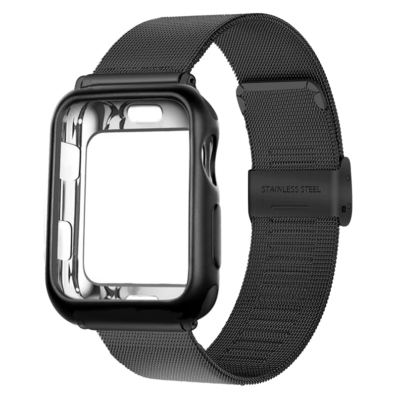 Чехол с миланским петельным ремешком для Apple watch band 5, 4, 44 мм, 40 мм, браслет из нержавеющей стали correa link iwatch 3, 2, 42 мм, 38 мм, ремешок для часов
