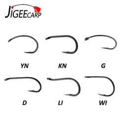 Hameçons de pêche à la carpe, revêtement en acier à haute teneur en carbone, noir mat avec micro appât, plate forme à cheveux, 30 pièces 