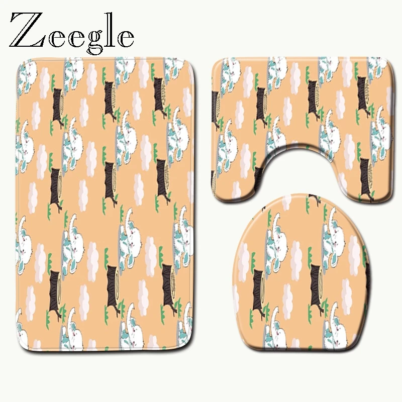 Zeegle 3 шт./компл. коврик для ванной комнаты, покрытие для туалета, коврик для пола, коврики для ванной комнаты и коврики из микрофибры, коврик для ванной, Нескользящие Коврики для душа