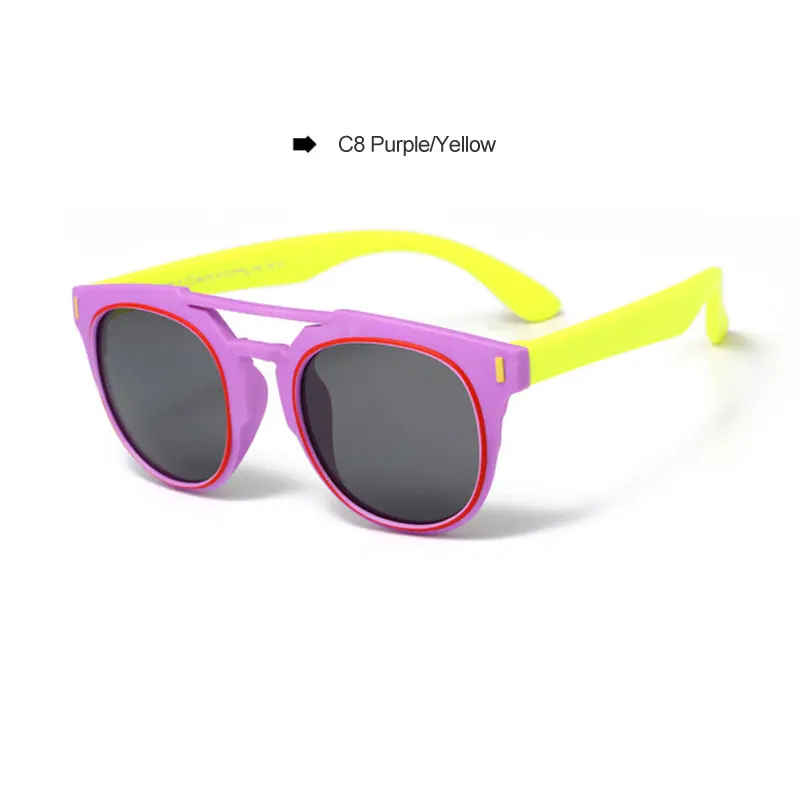 Модные Детские поляризованные солнцезащитные очки с двойным мостом для мальчиков и девочек, квадратные очки TR90, экологическая Гибкая Защитная оправа - Цвет линз: 8