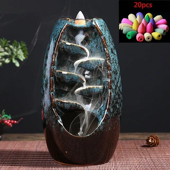 

Dorp Mountain River Handicraft Incense Holder Ceramic Backflow Waterfall Smoke Incense Burner Censer Holder Gift Home Decor