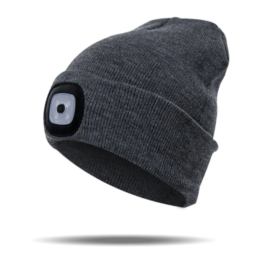 Dark hemp gray Вязаный альпинистский светодиодный свет на природе Рыбалка походы унисекс Беговая шапка бини - Цвет корпуса: Dark hemp gray