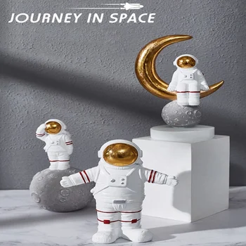 

1Pcs Space Man Astronaut Sculpture Figures Rocket Plane Cosmonaut Figure Model Ceramic Statue Home Decorations Figurines