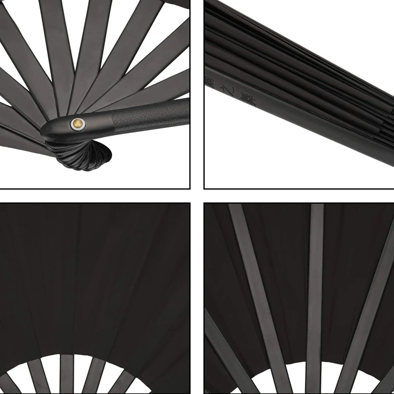 2 Pieces Large Folding Fan Nylon Cloth Handheld Chinese Kung Fu Tai Chi Decoration Party