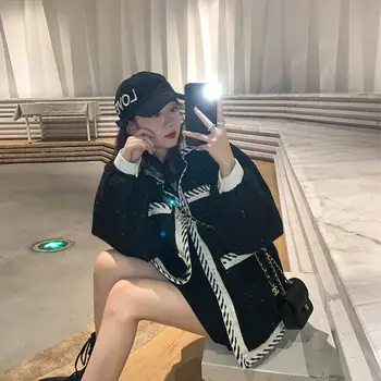 

Women's Jacket Hot Sale 2020 New Korean-Style Loose Casual Mid-Length Autumn and Winter Women's Black Shirt All-match