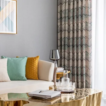 

Modern Minimalist New Style Polyester Cotton Printed Curtains for Living Dining Room Bedroom.