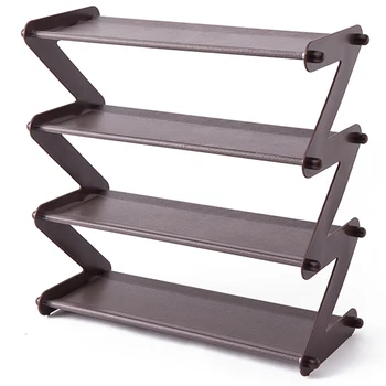 

Simple Stainless Steel Assembled Shoe Rack Save Space Slippers High Heels Home Dormitory Foldable Multi-Layer Storage Brown