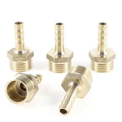 

5 Pcs 3/8"PT Male Thread to 6mm Hose Barb Brass Straight Coupling Fitting