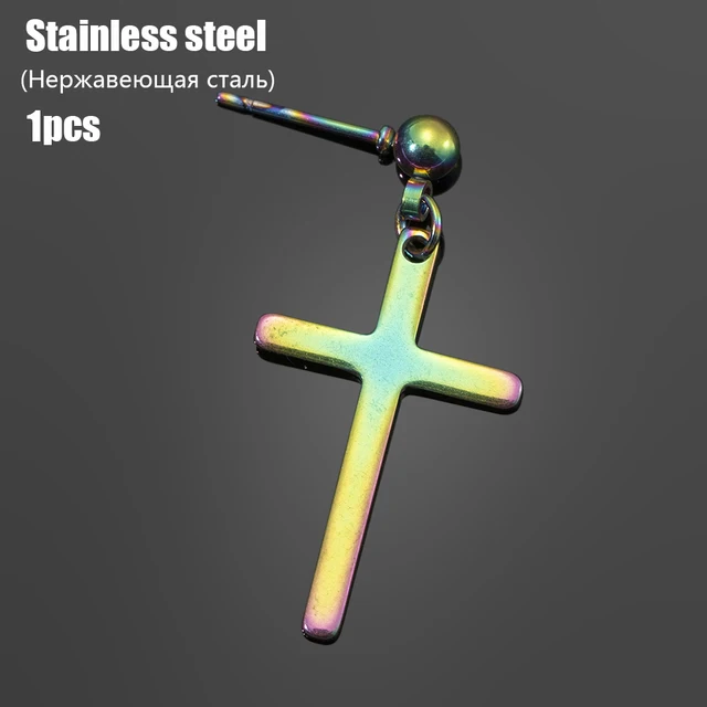 Fashion Men's Stainless Steel Cross Pendant Cartilage Drop Dangle Earrings Punk Jewelry for Cool Women Girl Friendship Gifts EA685