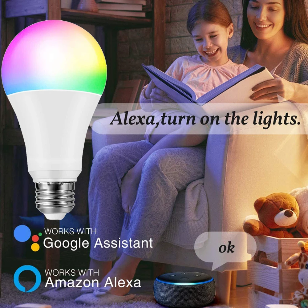 

16 Color Bombillas LED E27 Para El Hogar 85-265v Remote Intelligent Light + Infrared Remote Control Work with Google Assistant