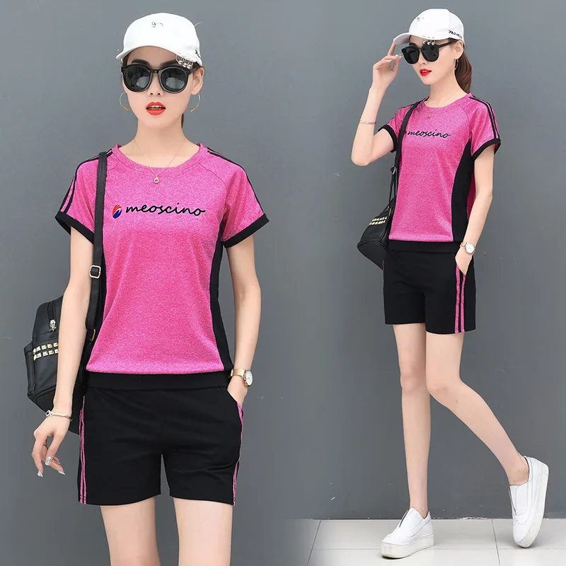 

[Photo Shoot] 2019 Korean-style Summer New Style WOMEN'S Short Sleeve Shirt Shorts GIRL'S Students Fashion Casual Two-Piece Set