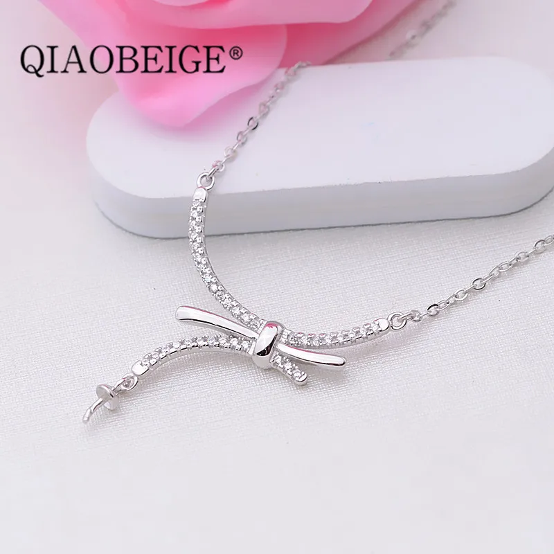 QIAOBEIGE diy аксессуар модное жемчужное ожерелье с цепочкой ожерелье из стерлингового серебра 925 пробы для женщин ювелирные изделия из натурального жемчуга