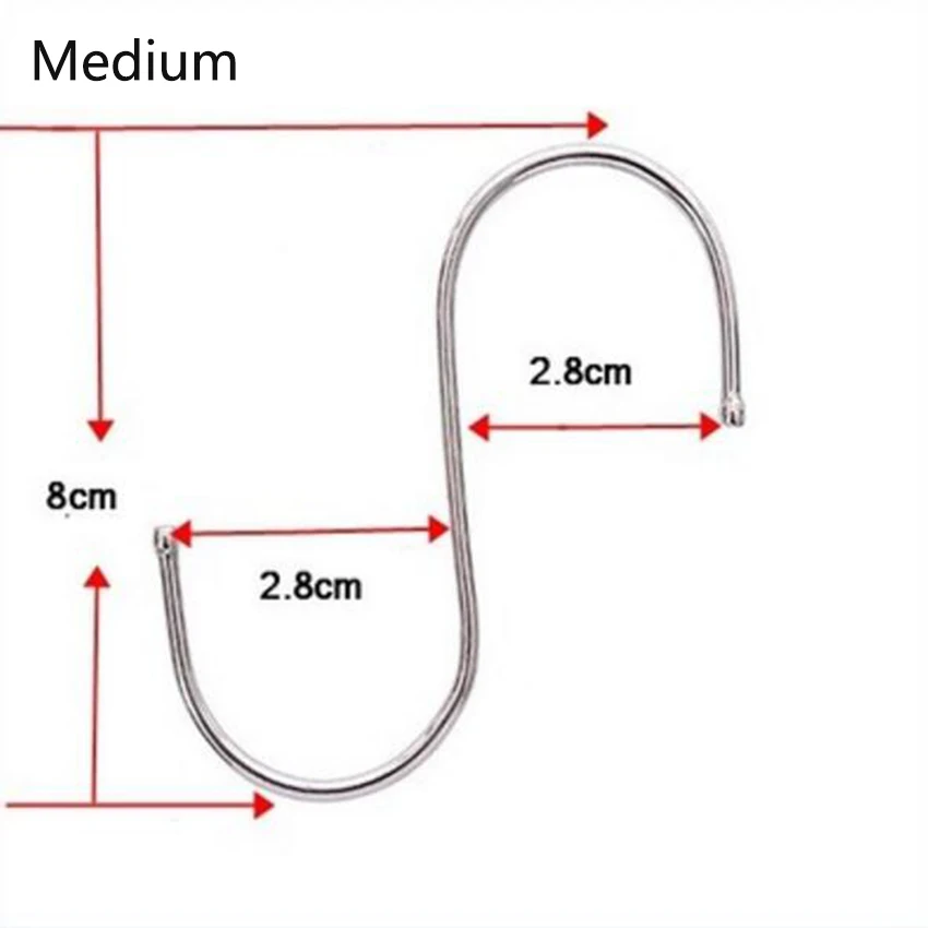 1 шт. практичные Крючки из нержавеющей стали S Форма кухонные перила S вешалка крючок держатель застежки крючки для подвешивания одежды Сумочка крючок - Цвет: medium