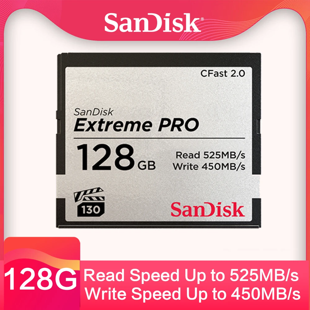 Sandisk Extreme Pro CF карта CFAST2.0 525 МБ/с./с VPG130 FullHD 4K видео 64 Гб 128 ГБ 256 для Canon 3D Mark2 1DX2 XC15 XC10