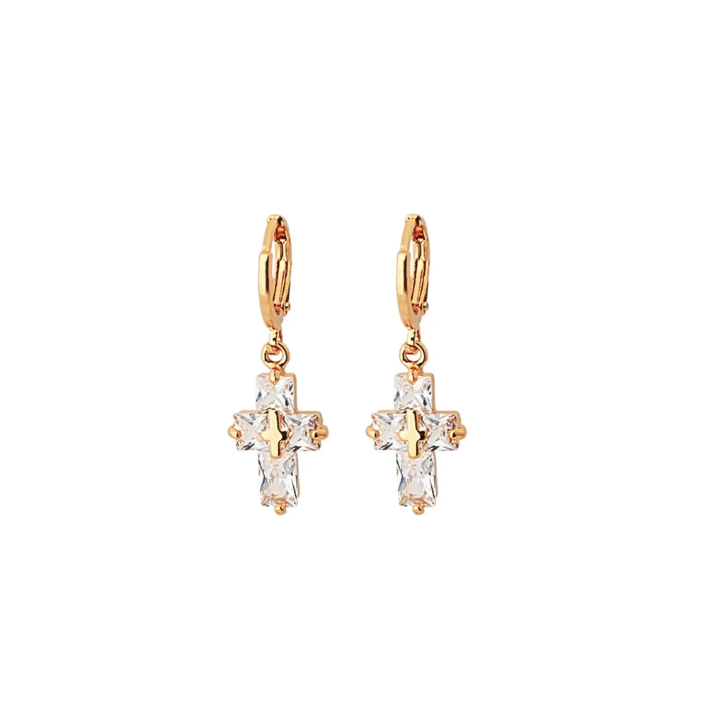 Gold Mchic, роскошные геометрические серьги с крестом, высокое качество, циркон, медь, золото, ювелирное изделие, свисающие серьги для женщин, вечерние, Bijoux Femme - Окраска металла: Gold