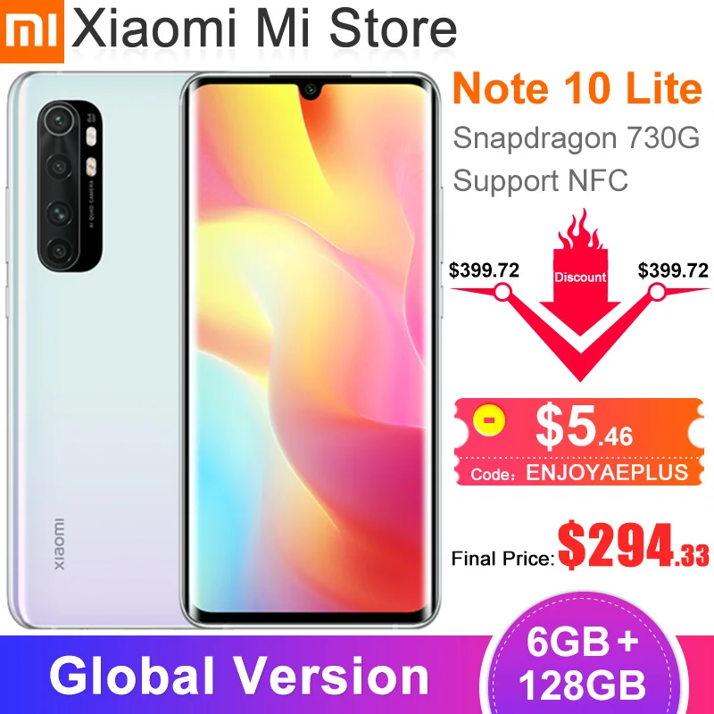 В наличии глобальная версия Xiaomi Mi Note 10 Lite смартфон 6 ГБ 128 ГБ Snapdragon 730G 64MP камера 6,47 "экран NFC 5260 мАч батарея|Смартфоны и мобильные телефоны|   | АлиЭкспресс - моб