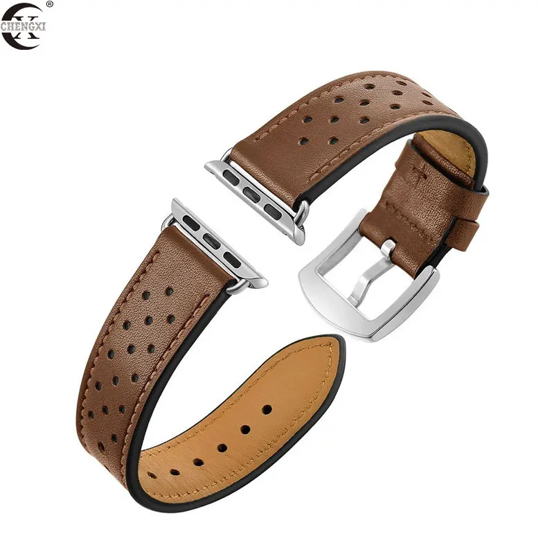 brown Кожаный ремешок для apple watch 4 4 мм 40 мм iWatch 42 мм 38 мм первый слой кожаный браслет ремешок для apple watch 4 5 3 2 1 человек - Цвет ремешка: brown