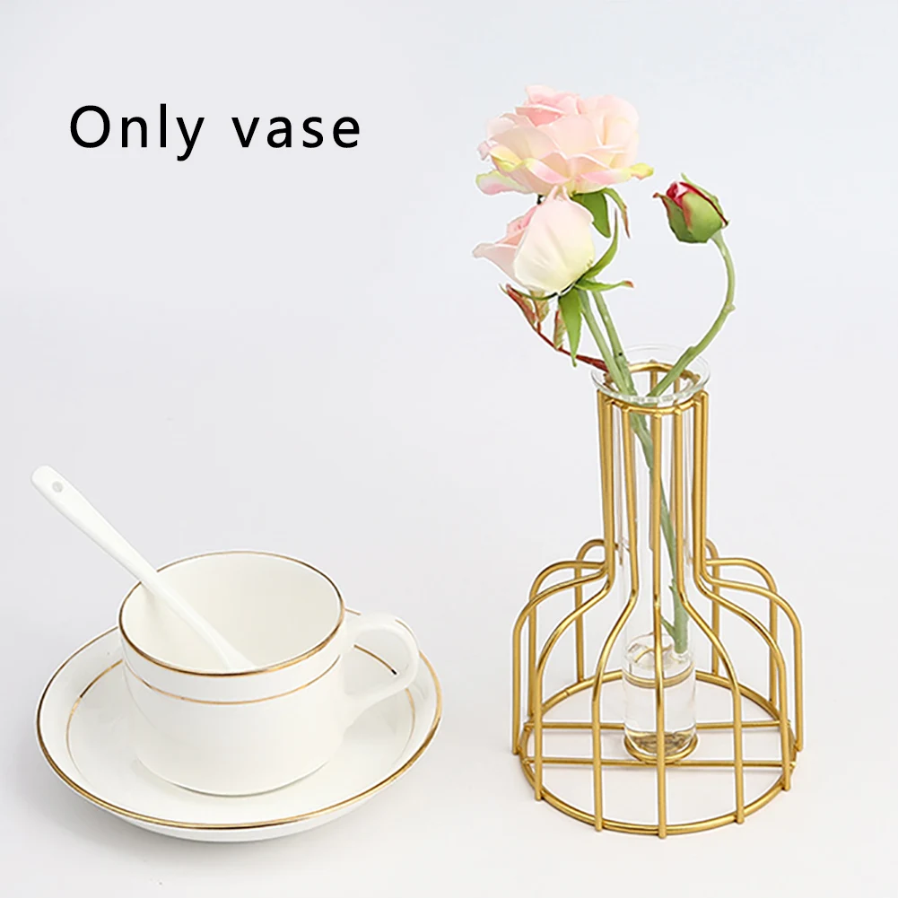 Bedroom Wedding Decor Hallway Hydroponic Tabletop Stand Wall Mount Lantern-shaped Plated Nordic Home Flower Pot Study Iron Vase