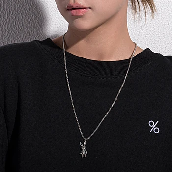 

Metal chain bounty Rabbit Pendant Necklace women's ins hip hop net Red Long Necklace
