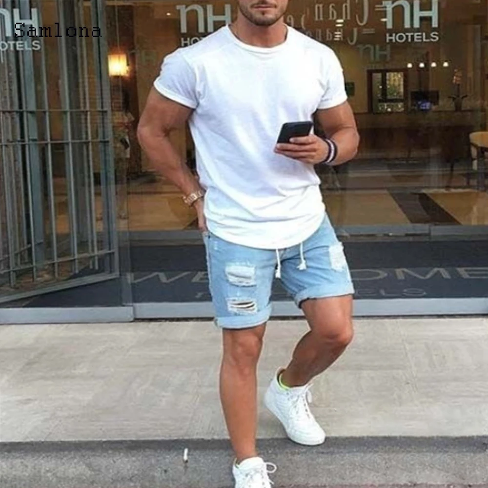 jean shorts men outfit