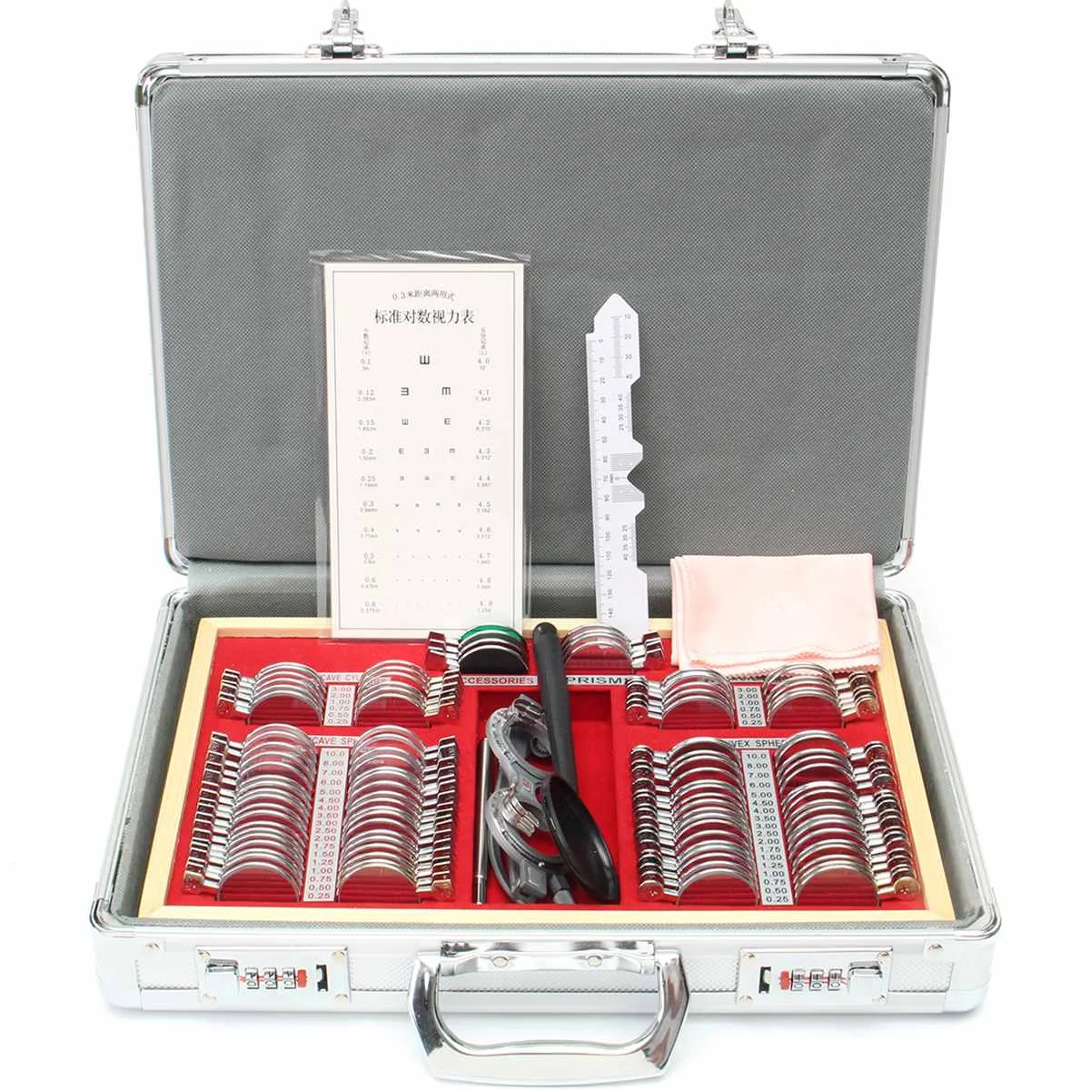 

104/266Pcs Trial Lens Set with Measuring Glasses Testing Trail Frame Optical Lens Optometry Rim Case Aluminum Box Metal Rim Kit