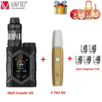

Vaptio Wall Crawler Kit Frogman Tank Vaporizer 5.0ml 80W Vape Mod 1.3inch TFT Screen E Cigarette Firmware Upgradeable No Battery