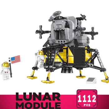 

Spaceport Space Blocks Expert Apollo 11 Moon Space Rocket Lunar Lander Building Blocks Kits Toys Boys Kids Gifts City Creator