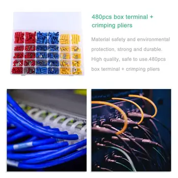 

480Pcs Insulated Wire Terminals Electrical Crimp Connector Butt Spade Ring Fork Insulated Wire Terminals Set