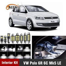 12 шт. светодиодные лампы для Volkswagen VW Polo 6R 6C Mk5 2009-, светодиодный светильник для интерьера, комплект с картой, купольный светильник для багажника, автомобильные аксессуары