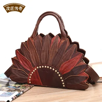 

Women's Leather Bags 2020 New Flowers Handbag Shoulder Bag