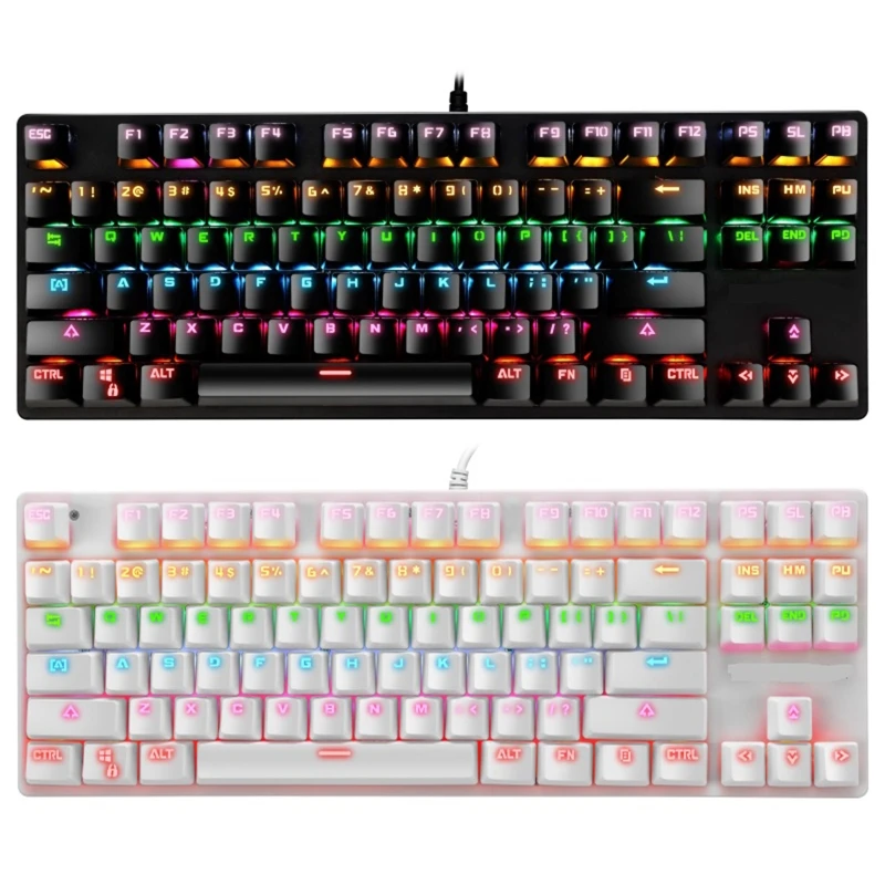 

Mechanical Keyboard 87 Keys Switch Wired Gaming Keyboards with RGB Backlight for Tablet Desktop Russian Sticker