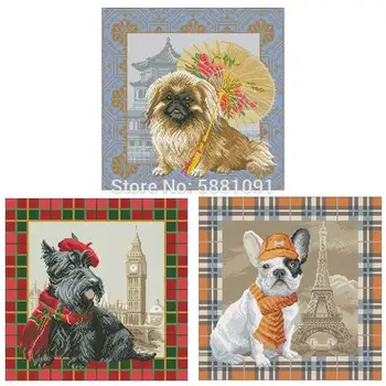 

International Puppy Series Counted Cross Stitch 11CT 14CT 18CT DIY Cross Stitch Kits Embroidery Needlework Sets home decor