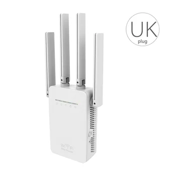

UK Plug Home Mini 300Mbps Wireless WiFi Router Signal Repeater Extender 4 External Antennas Wall Repeater