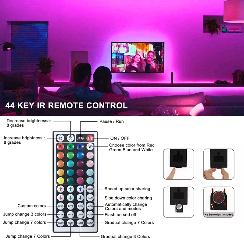 30M Led TV Strip RGB 44Key Control Led Strips 5050 BackLight Desktop Wall Room Led Strip 20M 25M LED PLUG US/EU/AU/UK