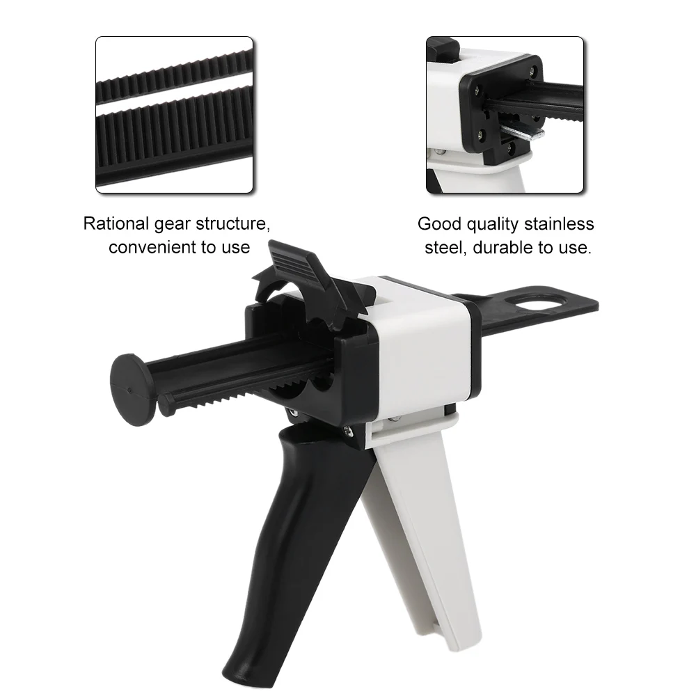 

Ratio Dental Mixing Dispensing Universal Dispenser Gun Silicon Rubber Dispenser Gun10:1/4:1 50ml Teeth Whitening kit set