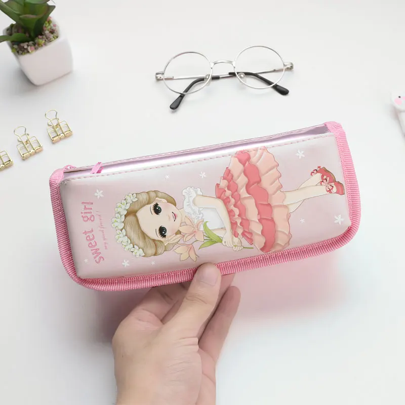 TOPSTHINK пенал милая девочка милая ткань kawaii Лазерная большая двухслойная школьная сумка для карандашей Канцелярия для девочки