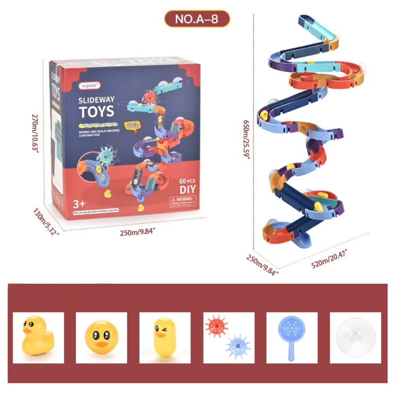 Bathtub Toy Water Slide DIY Track Block Interactive Water Playing Set with Strong Suction Cup Fixed Infant Baby H055