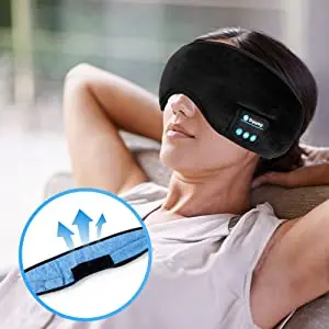 Sleep Headphones Bluetooth Eye Mask Wireless Bluetooth Music Travel Handsfree Sleeping Mask with Built-in Speakers Microphone