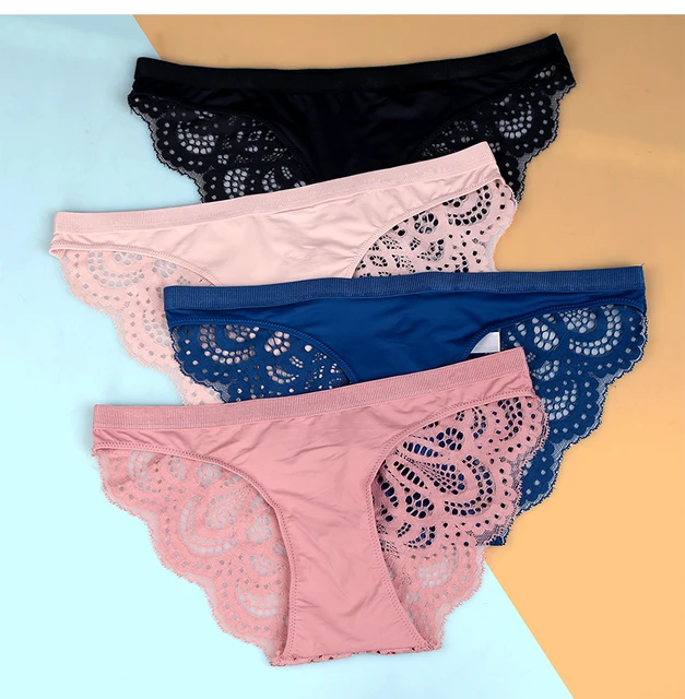 3Pcs Women's Invisible Seamless Bikini Underwear Sexy Lace Panties