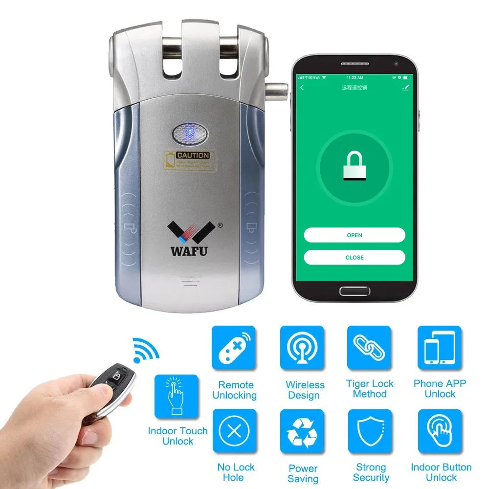 

Wafu 010 Wireless Electronic Door Lock Intelligent Lock Phone Control Invisible Remote Control Indoor Touch Switch locks