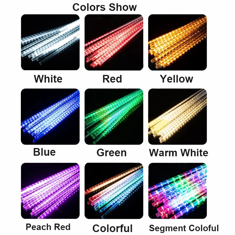 DC7V 80CM LED Meteor Lights Outdoor Street Tree Garden Decoration Landscape Tube Red Green Blue Yellow White RGB Colorful Lamp